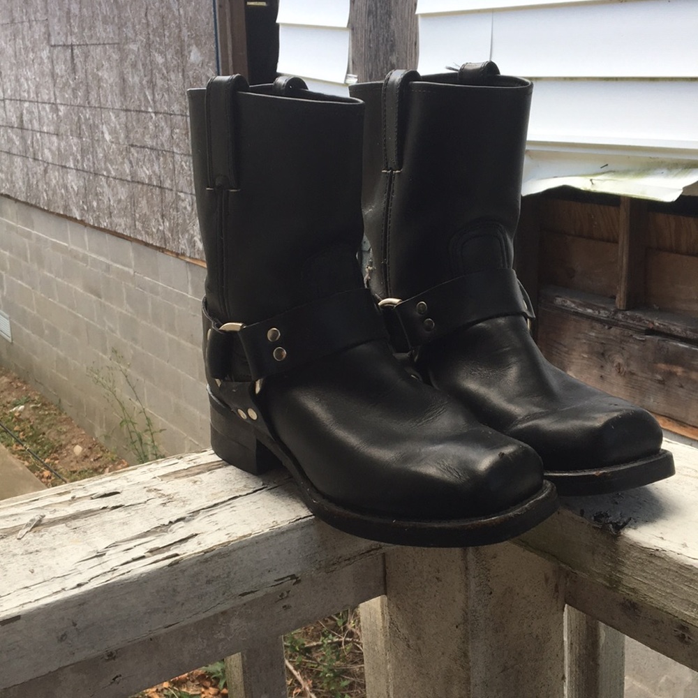 Frye men’s motorcycle boots.